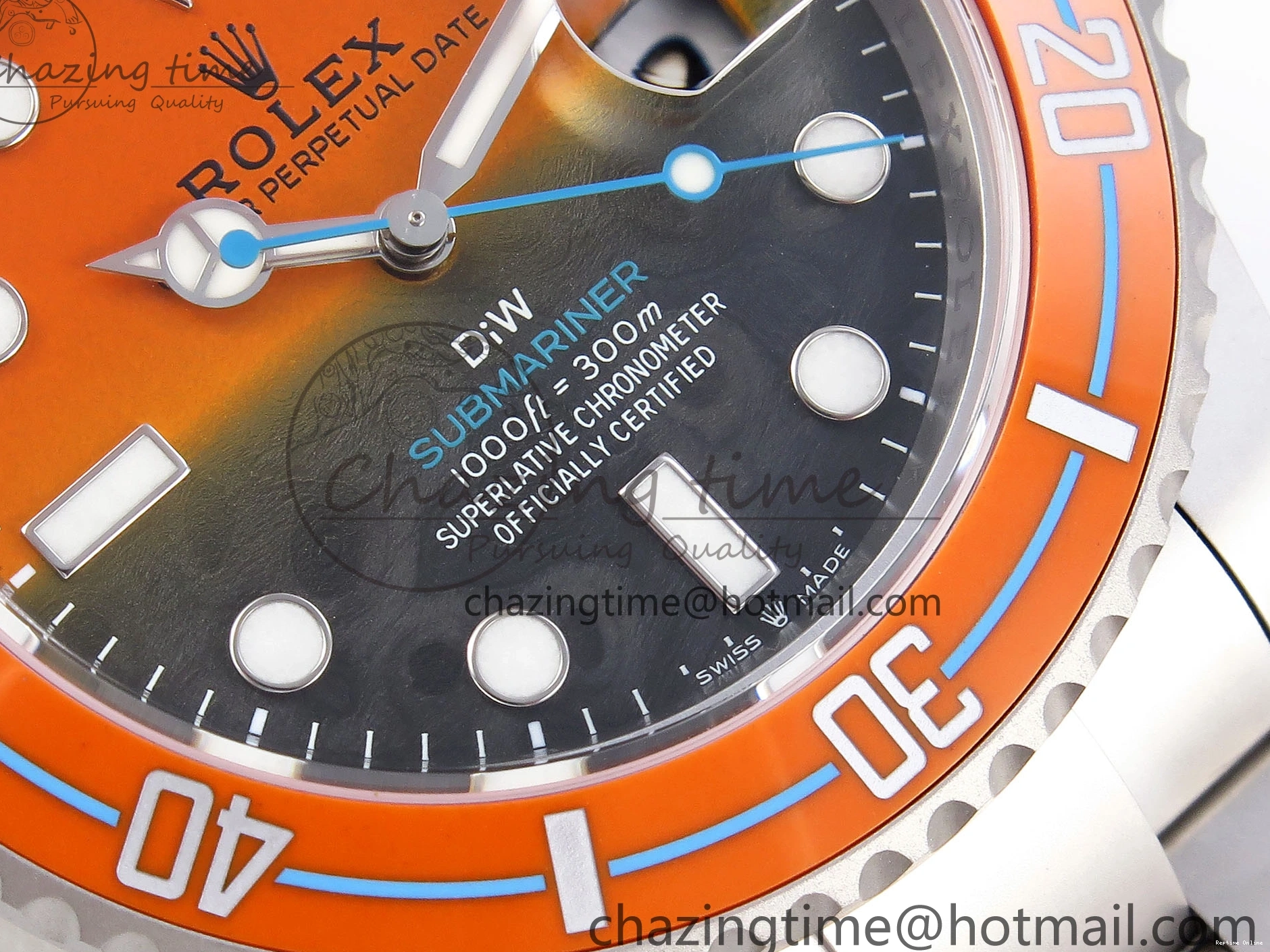 0225 ZeroBulk SUBMARINER DIW SANDBLASTED VSF 1:1 BEST EDITION ORANGE CERAMIC BEZEL ORANGE BLACK DIAL ON SS BRACELET VS 1765